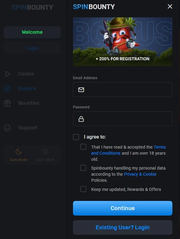Spin Bounty Registro